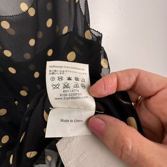 3.1 PHILLIP LIM Black Sheer Silk Chiffon Polka Dot Sleeveless Ruffle Top 🛸 Sz 2 - Picture 8 of 11